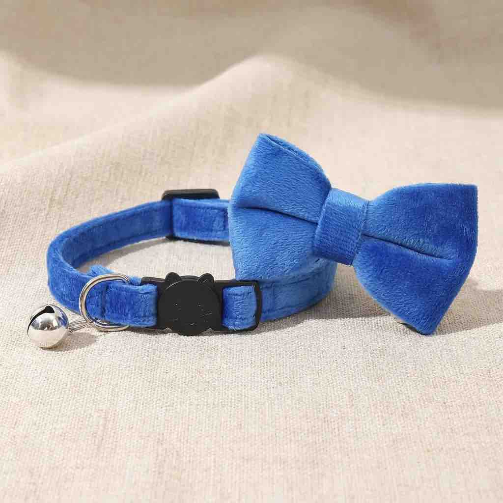 Nœud papillon anti-étranglement en velours pour chat