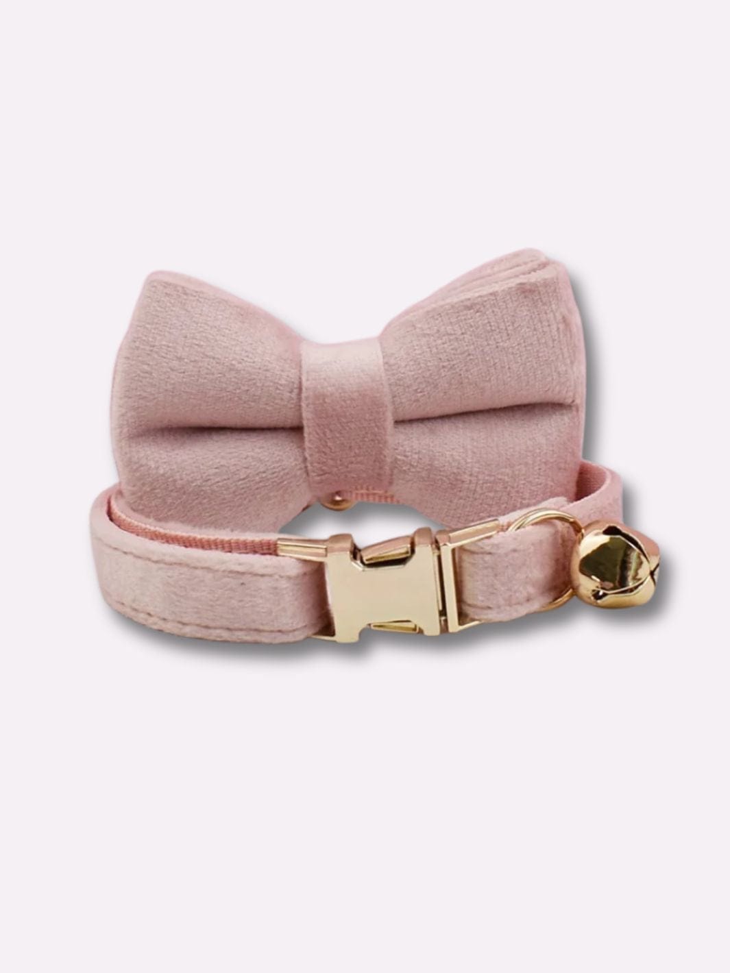 Collier Noeud Papillon pour Chat en Velours Rose pâle / S : tour de cou 16-26cm
