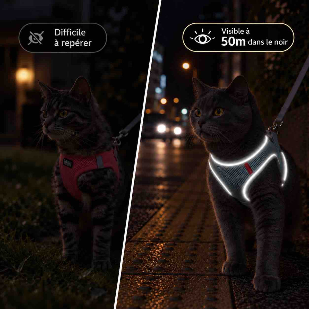 Harnais pour Chat Réfléchissant