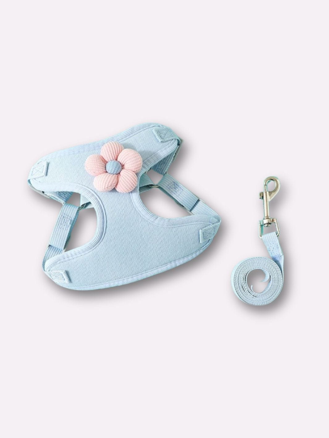 Harnais pour Chat Rose avec une fleur bleue