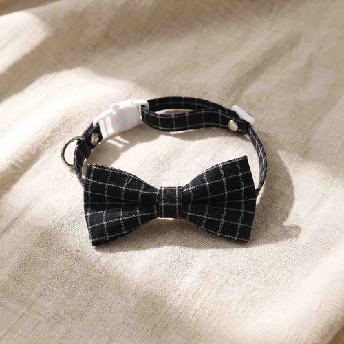 Un collier nœud papillon pour chat anti-étranglement noir