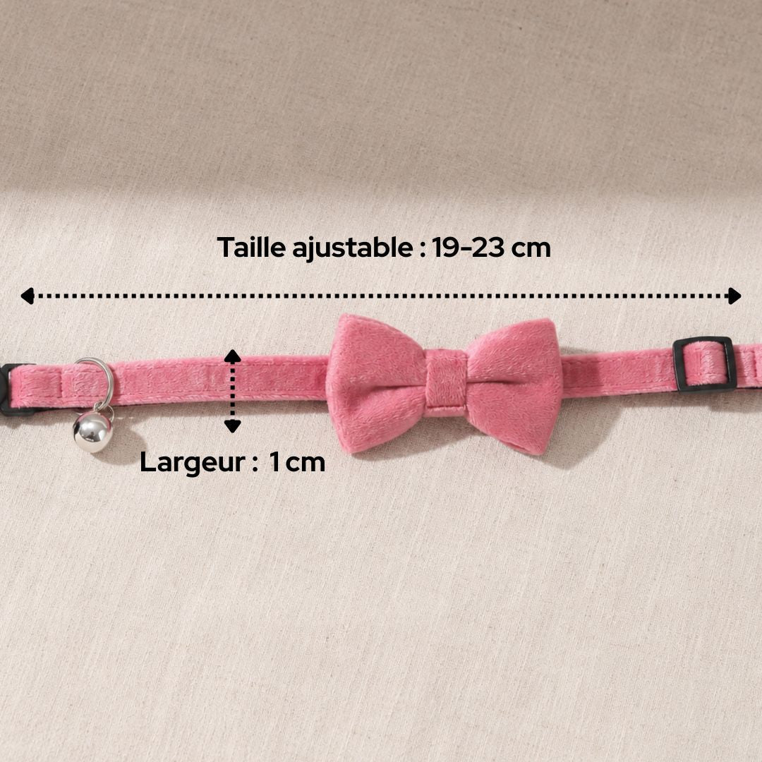 Nœud papillon anti-étranglement en velours pour chat - Muzo